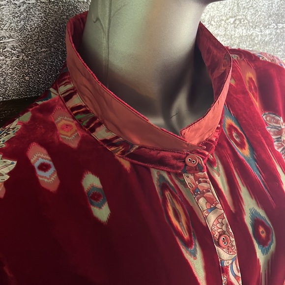 Johnny Was Silk Velvet Feather Burnout Mara Blouse Top Shirt  XXL MSRP $310 New - Picture 9 of 14